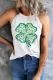 St. Patrick's Day Clover Graphic Round Neck Casual Tank Tops