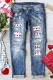 Sky Blue Heart Shift Casual Ripped Jeans