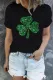 Black St. Patrick's Day Clover Graphic Round Neck Casual T-Shirts