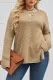 Khaki Plus Size Drop Shoulder Henley Sweater with Side Slits