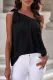 Black Solid Knot One Shoulder Sheath Casual Blouse
