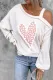Beige Pink Heart-Shaped Cold Shoulder Asymmetrical Neck Shift Casual Long Sleeve Top