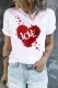 Love Heart  Round Neck Casual T-Shirts