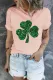 Pink St. Patrick's Day Clover Graphic Round Neck Casual T-Shirts