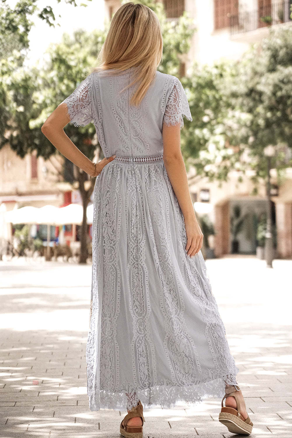 Gray Fill Your Heart Lace Maxi Dress $ 57.99 - Evaless