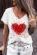 Valentine's Day Heart-shape Leopard V Neck Shift Casual T-Shirts