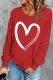 Red Love Heart Round Neck Casual pullover sweatshirt
