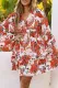 High Waist Bell Sleeve Ruffled Floral Mini Dress