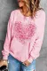 Pink Petal Pink Heart-Shaped Round Neck Shift Casual sweatshirt
