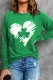 St. Patrick's Day Heart-shape Clover Round Neck Shift Sweatshirt