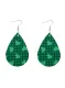Green St. Patrick\'s Day Clover Plant Festival Leather Earrings