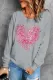 Gray Petal Pink Heart-Shaped Round Neck Shift Casual sweatshirt