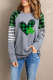 St. Patrick's Day Clover Striped Plaid Round Neck Shift Casual sweatshirt