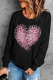 Black Petal Pink Heart-Shaped Round Neck Shift Casual sweatshirt