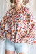 Floral Print Flare Cuff Long Sleeve Blouse
