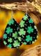 Black St. Patrick's Day Clover-print Casual Earrings