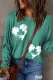 St. Patrick's Day Heart Clover Round Neck Shift Casual Sweatshirts