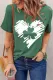 Clover Heart-shape Graphic Cut-out Round Neck Shift Casual T-Shirts