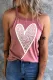 Pink Heart Round Neck Sheath Casual Tank Tops