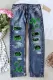 St. Patrick's Day Shamrock Graphic Straight Leg Ripped Jeans