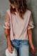 Apricot Floral Lace Sleeve Patchwork Top