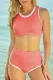 Pink Solid Colorblock Round Neck Bodycom Active Bikinis