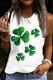 St. Patrick's Day Clover Round Neck Shift Casual Tank Tops