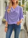 Purple Half Sleeve Draped Blouse Shirts
