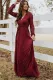 Lace Sleeve Faux Wrap Belted Maxi Dress