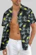 Black Men's Hawaiian Shirt Short Sleeves Printed Button Down Summer Beach Dress Shirts