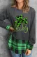 St. Patrick's Day Green Leopard Clover Patchwork Plaid Casual Sweatshirts