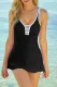 Black Solid Colorblock V Neck Flared Bodycom Sexy One Pieces