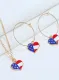 Heart-shaped American Flag Pendant Necklace 3-Piece Set