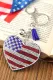 Diamond American Flag Heart Keychain