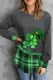 St. Patrick's Day Clover Patchwork Plaid Round Neck Shift Casual Sweatshirts