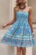 Floral Print Shirred Bandeau Mini Dress