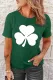 Green St. Patrick's Day Clover Round Neck Shift Casual T-Shirts