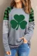 St. Patrick's Day Clover Striped Plaid Round Neck Shift Casual Sweatshirt