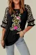 Leopard Frill Sleeve Easter Rabbit Graphic Top