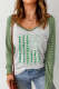 St. Patrick's Day Clover Striped Flag V Neck Shift Casual Long Sleeve Top