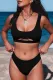 Black Solid Color Cutout Bikini