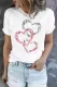 LOVE Shape Cherry Blossoms Graphic Print Crew Neck T-shirt