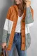 Orange-2 Twist Pattern Knit Button Front Hooded Cardigan