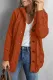 Orange Twist Pattern Knit Button Front Hooded Cardigan