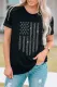 Shiny American Flag Graphic Printed Short Sleeve Top