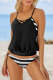 Strappy Criss Cross Back Tankini Top with Bikini Bottom Bathing Suits