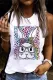 Easter Bunny Leopard Round Neck Shift Casual Tank Tops
