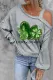 St. Patrick's Day Clover Cold Shoulder Asymmetrical Neck Shift Casual Long Sleeve Top