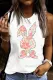 Floral Bunny Round Neck Casual Tank Tops
