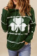 St. Patrick's Day Clover Striped Split Drawstring Hooded Shift Casual Hoodie